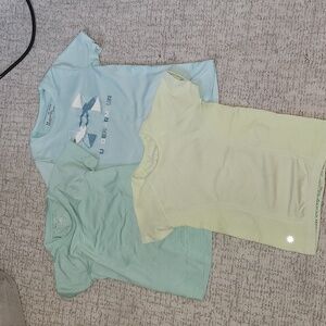 set of 3 Athleta Girl and Under armor girls athletic tees